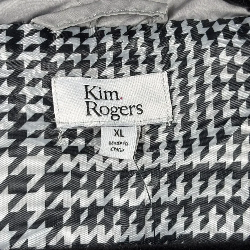 Kim Rogers Women NWT Vest Quilted Puffer Full Zip Pockets Layering New Gray XL